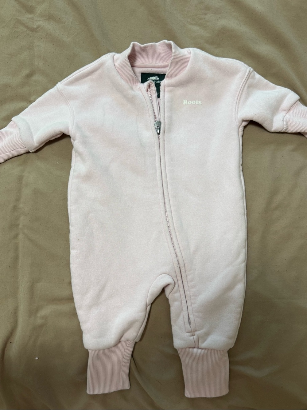 Roots Light Pink Baby Zippered One-Piece Romper